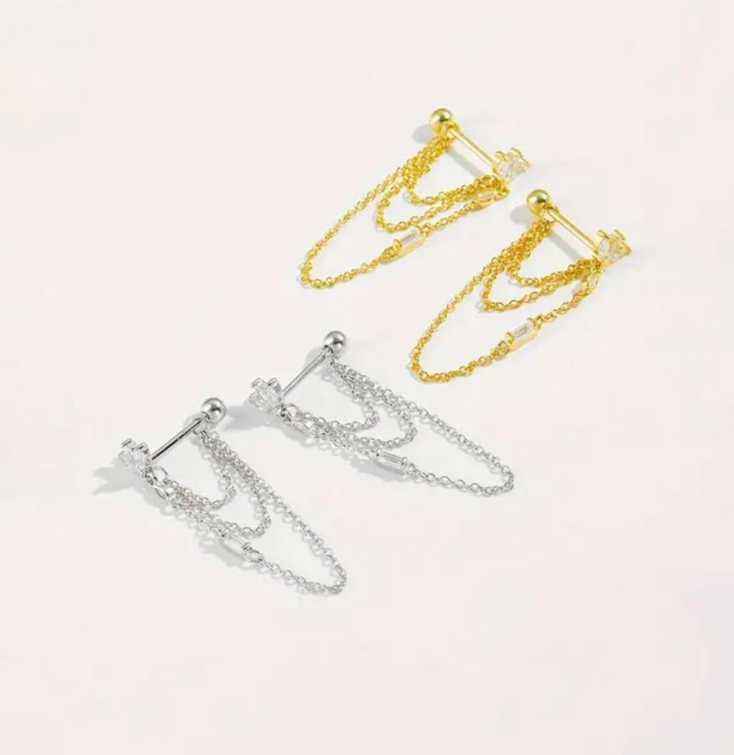 Lotus chain earrings