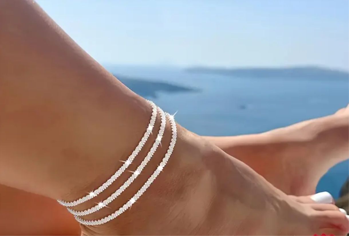 Triple silver anklet
