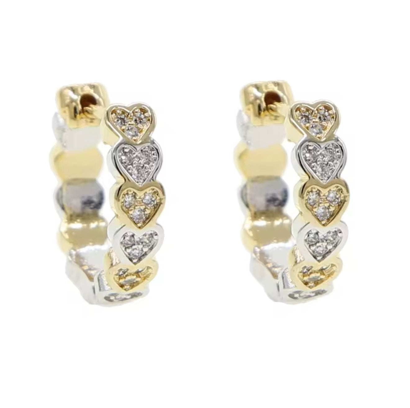 Two-Tone Hearts Hoops