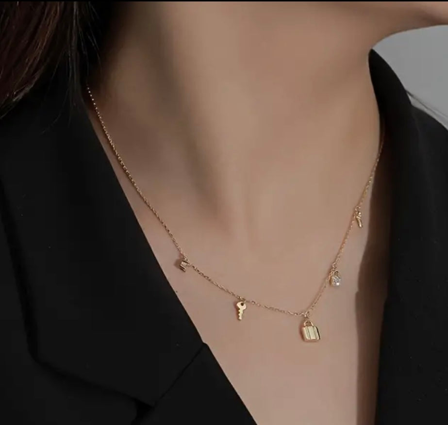 Lock key necklace
