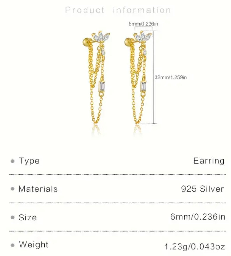 Lotus chain earrings