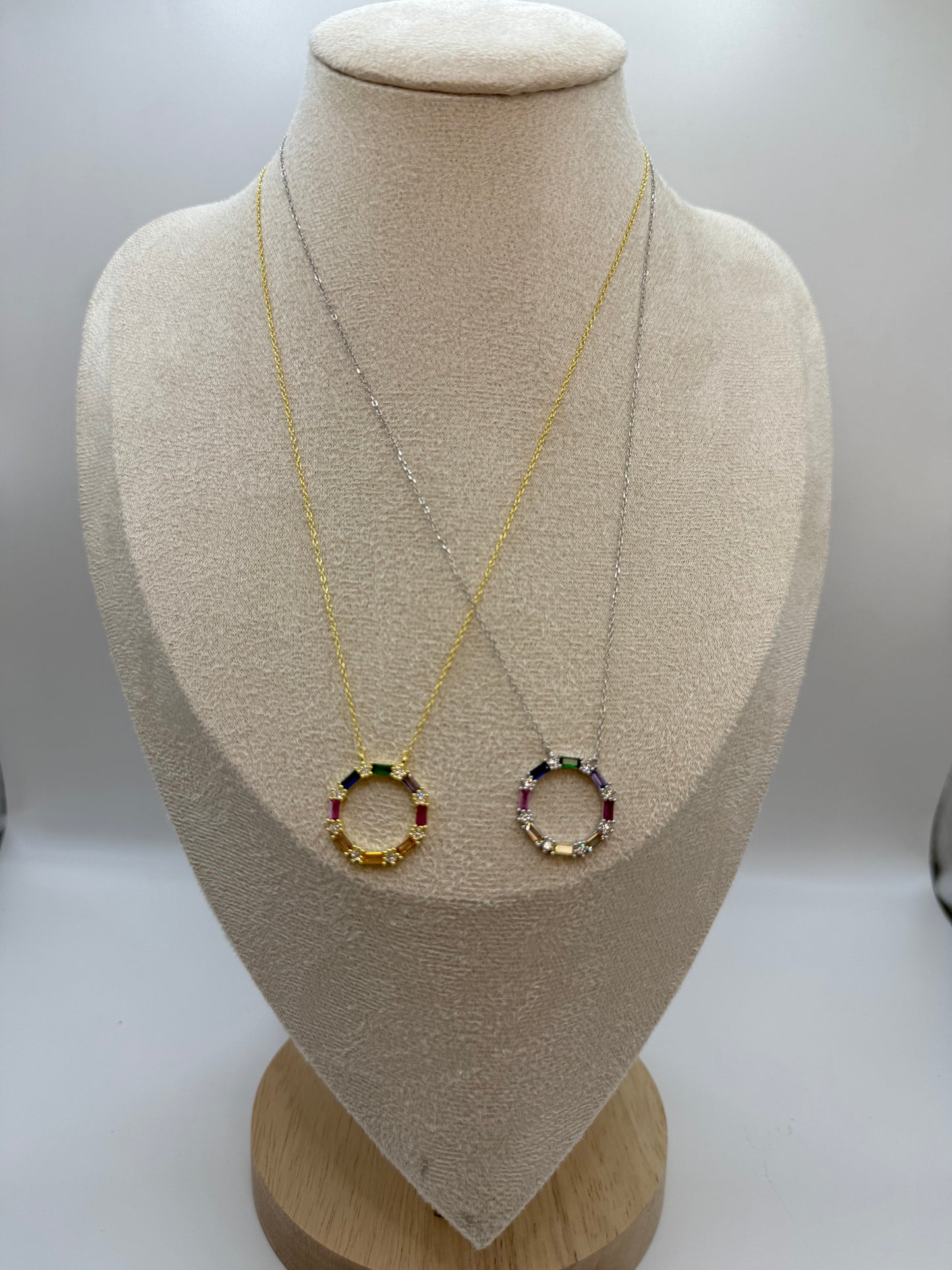 Rainbow circle necklace