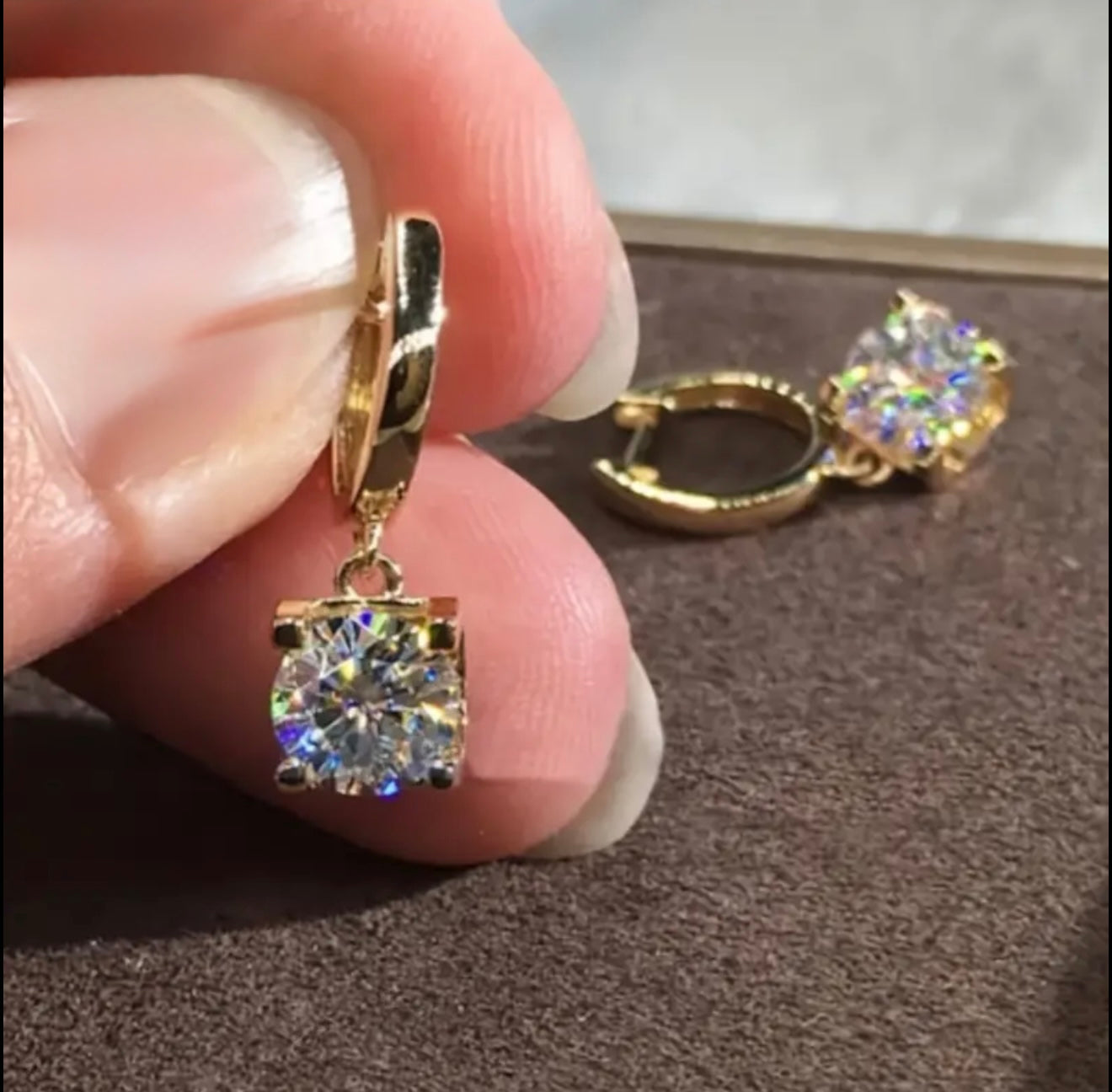 Cube stone earrings