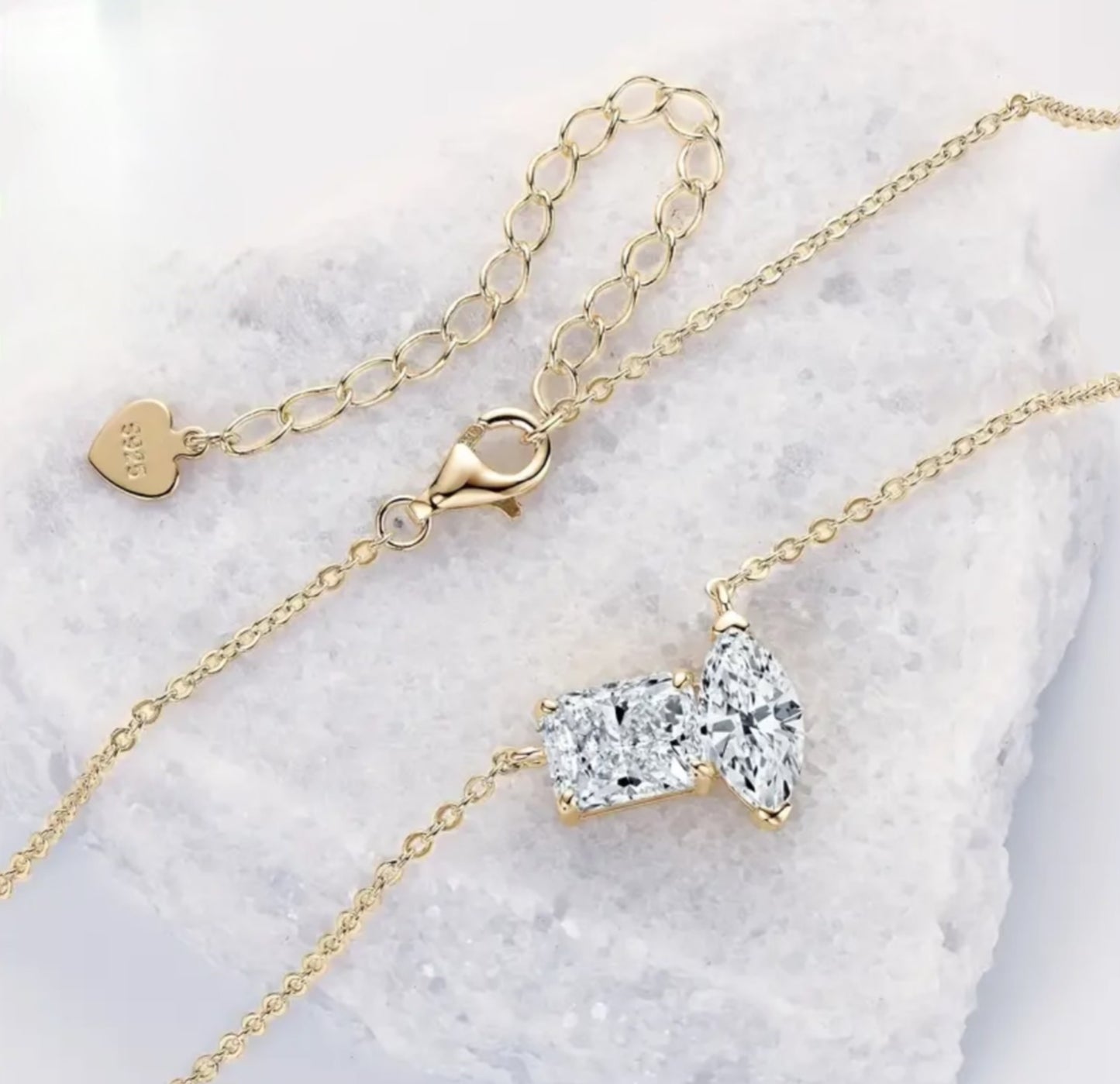 Double Moissanite Stones Necklace