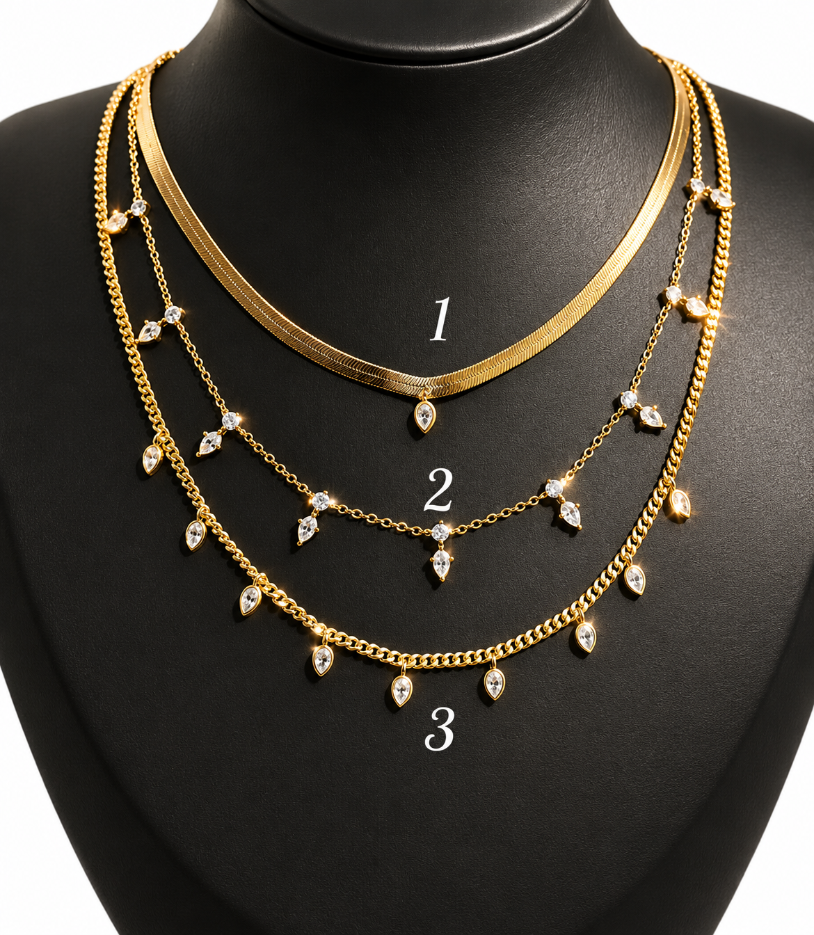 Queen-Drops Triple Necklace