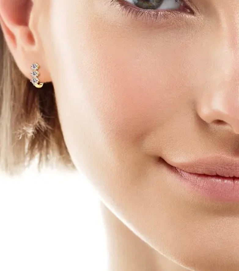 Triple moissanite hoop earrings