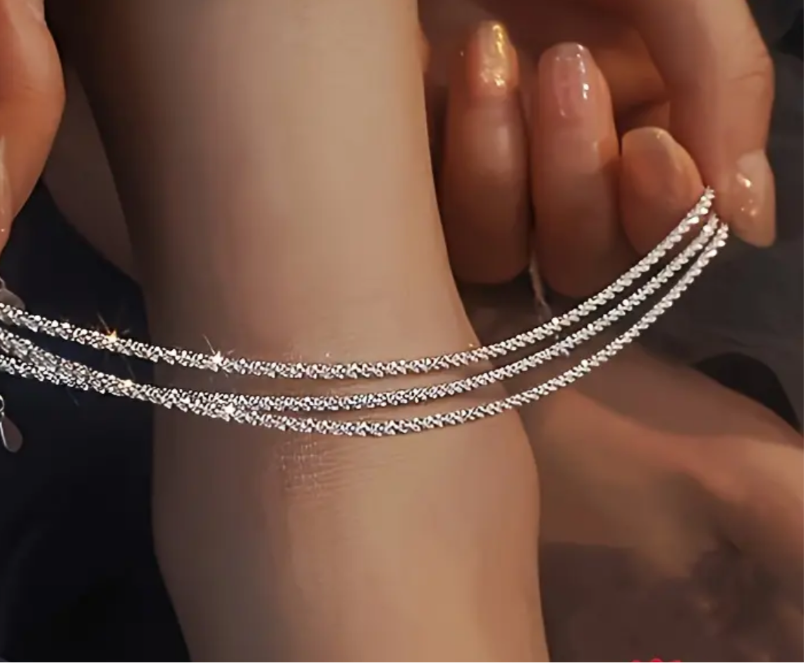 Triple silver anklet