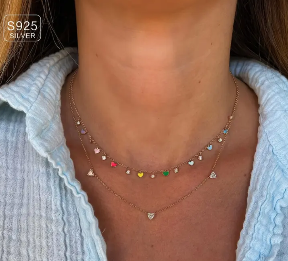 Rainbow hearts necklace