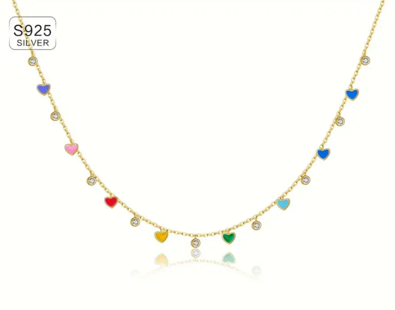 Rainbow hearts necklace