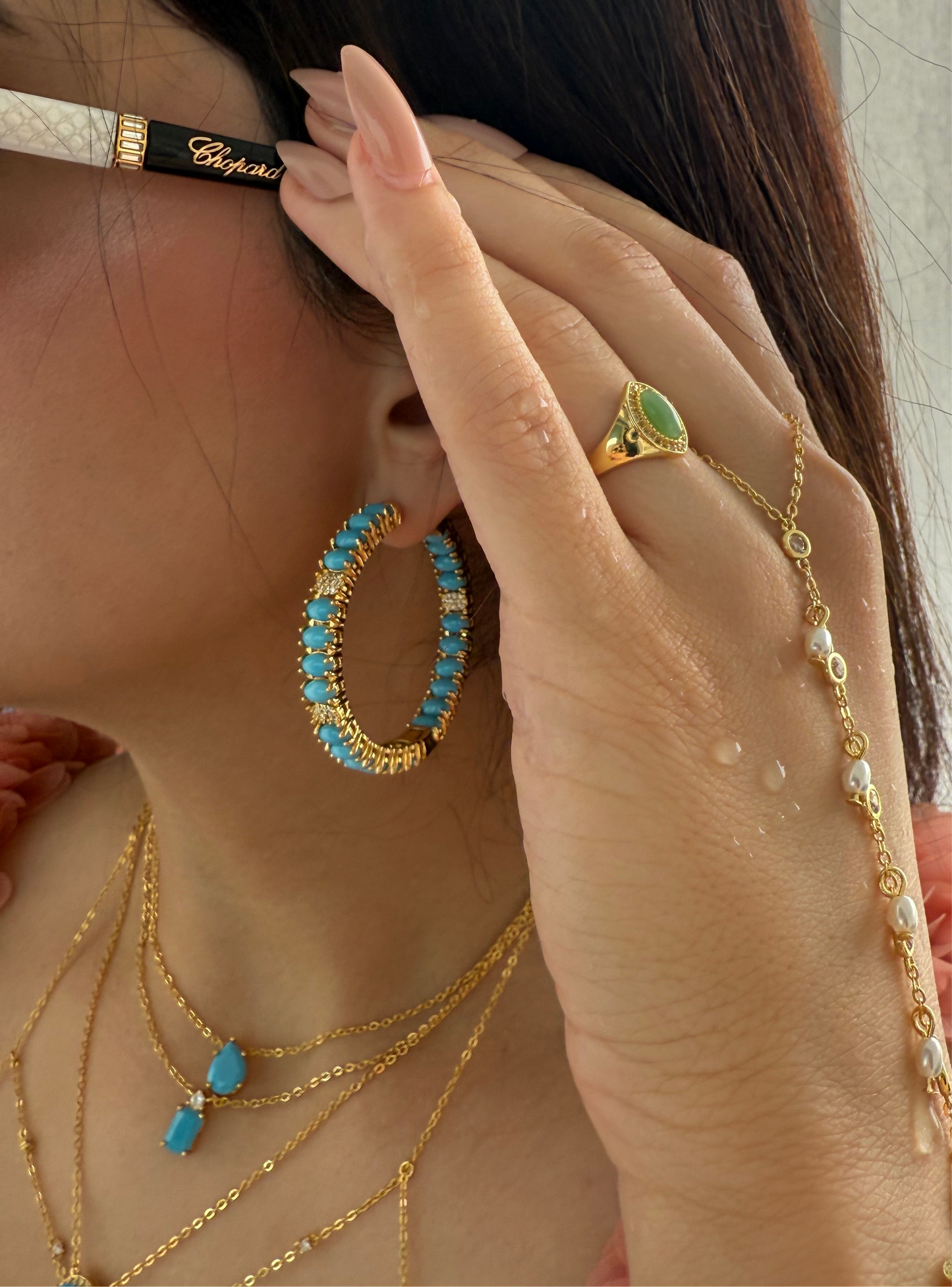 Turquoise Luxe Hoops