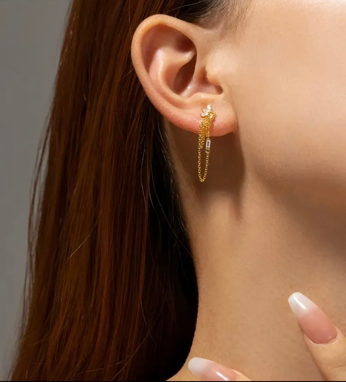 Lotus chain earrings
