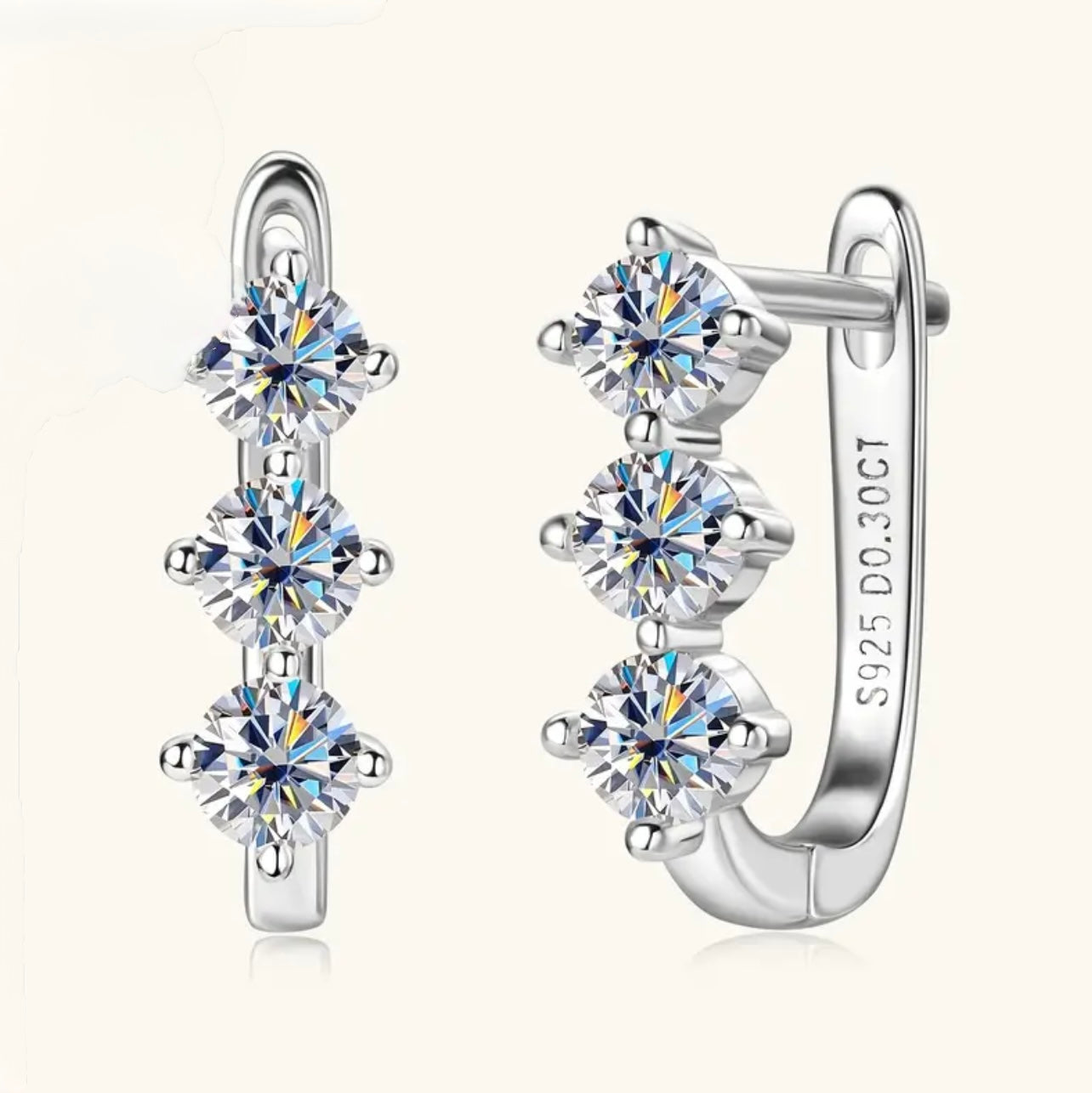 Triple moissanite hoop earrings