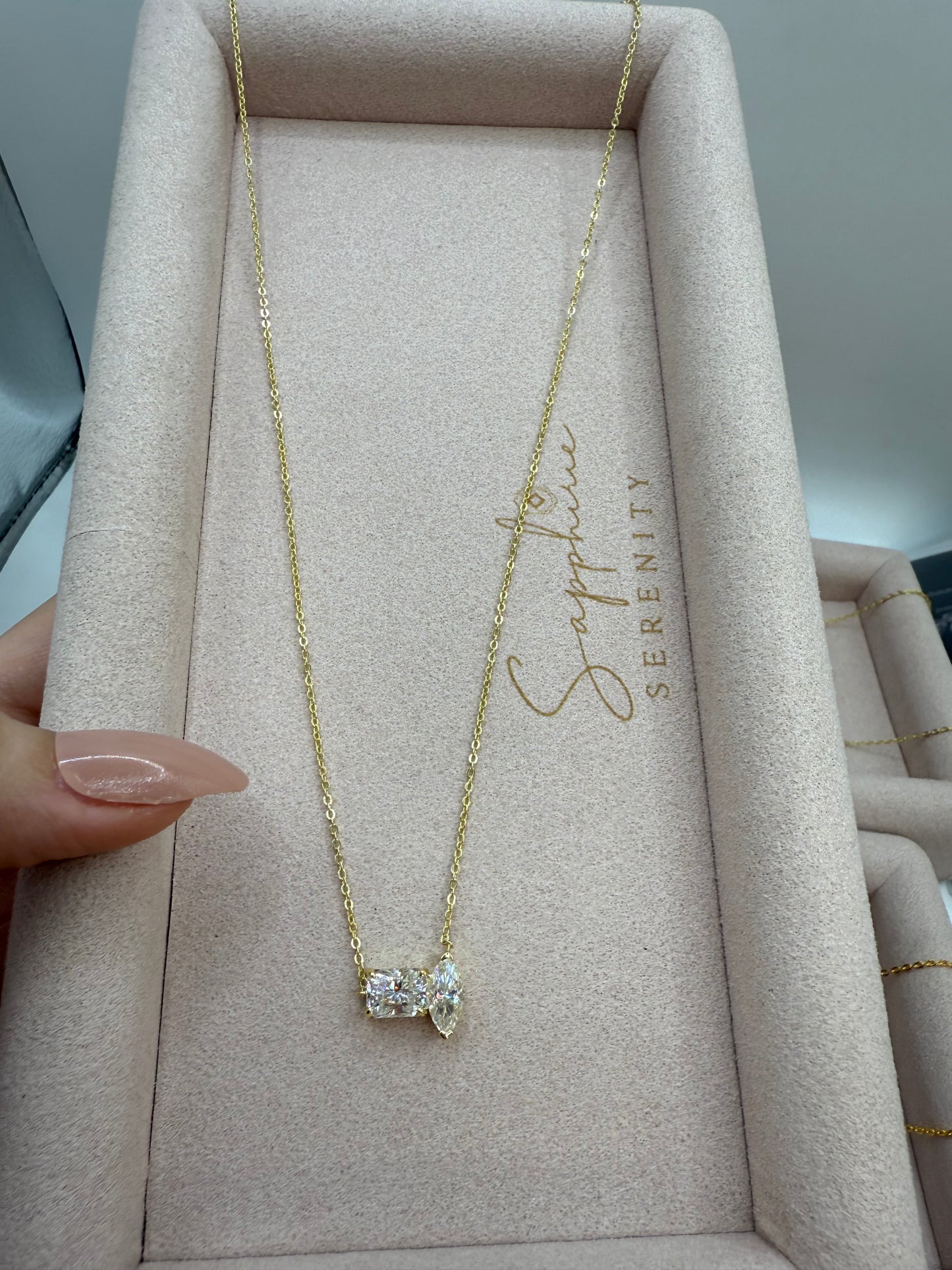 Double Moissanite Stones Necklace