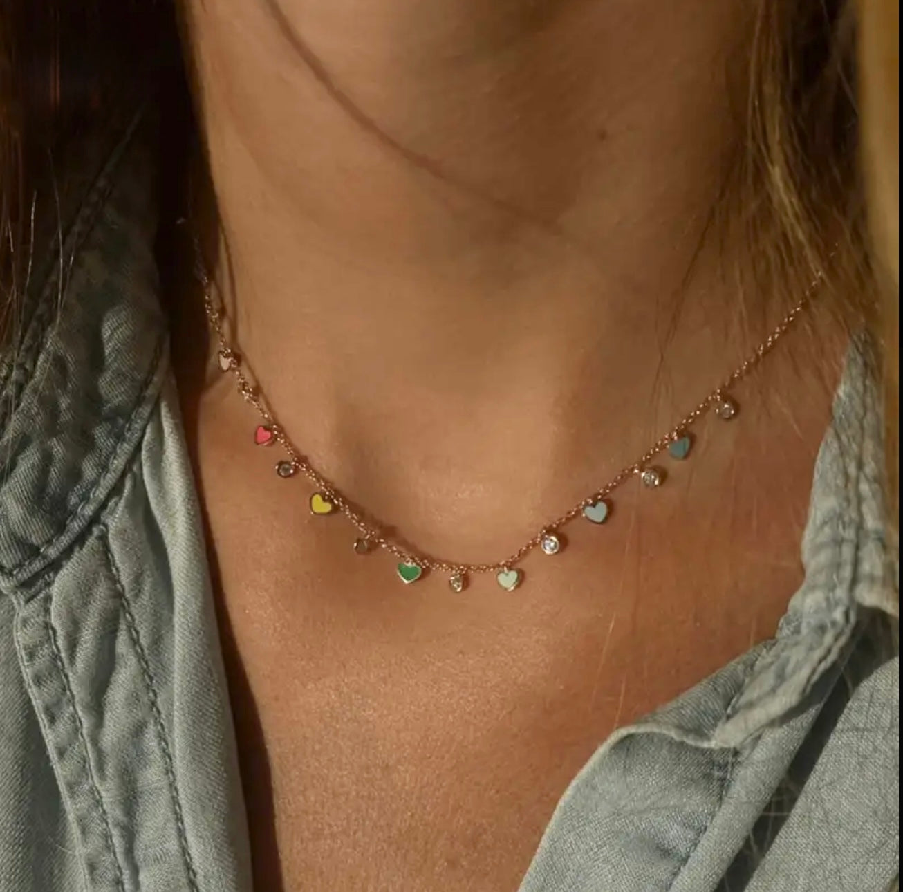 Rainbow hearts necklace