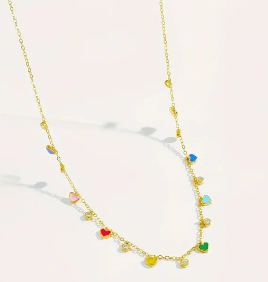 Rainbow hearts necklace