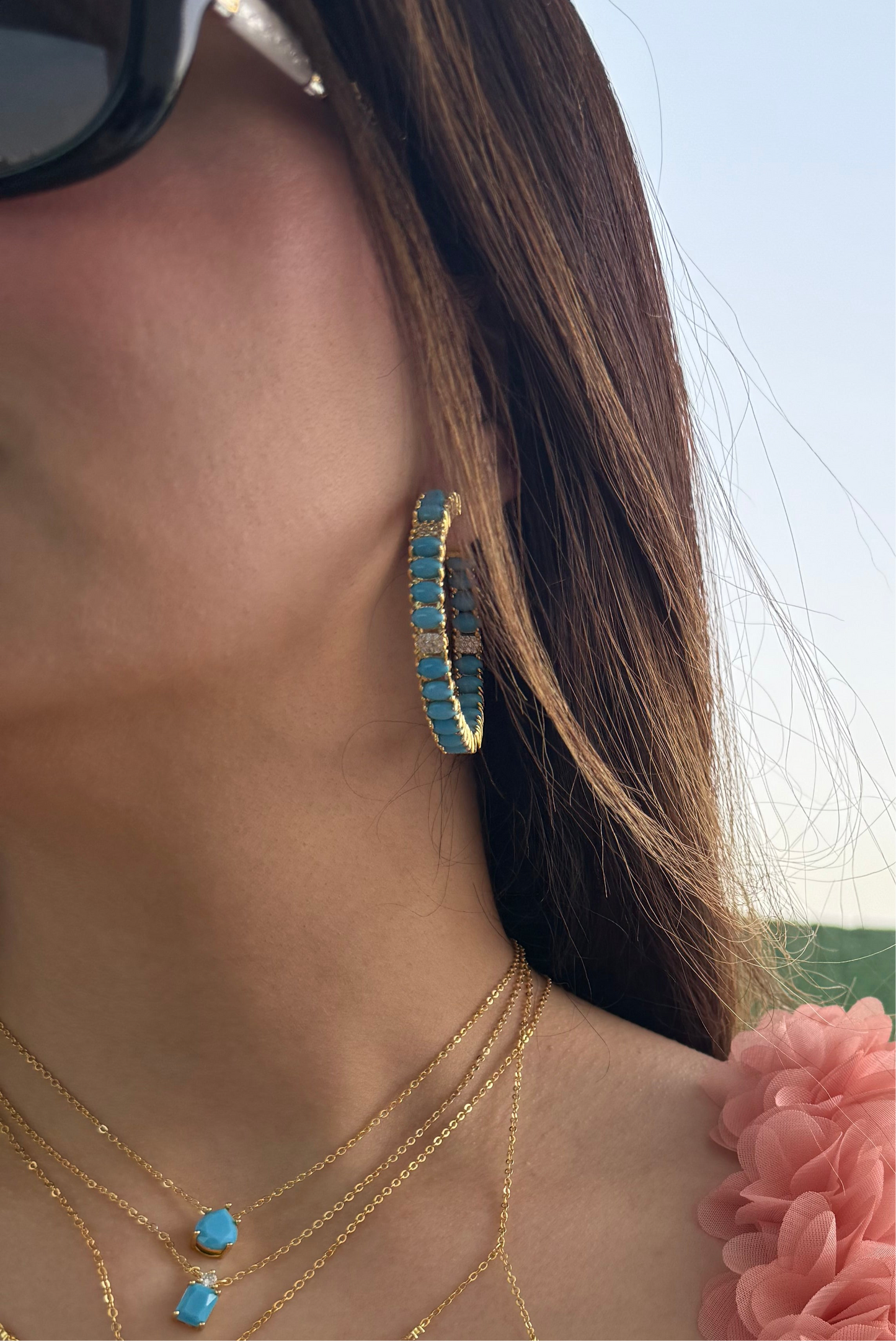 Turquoise Luxe Hoops