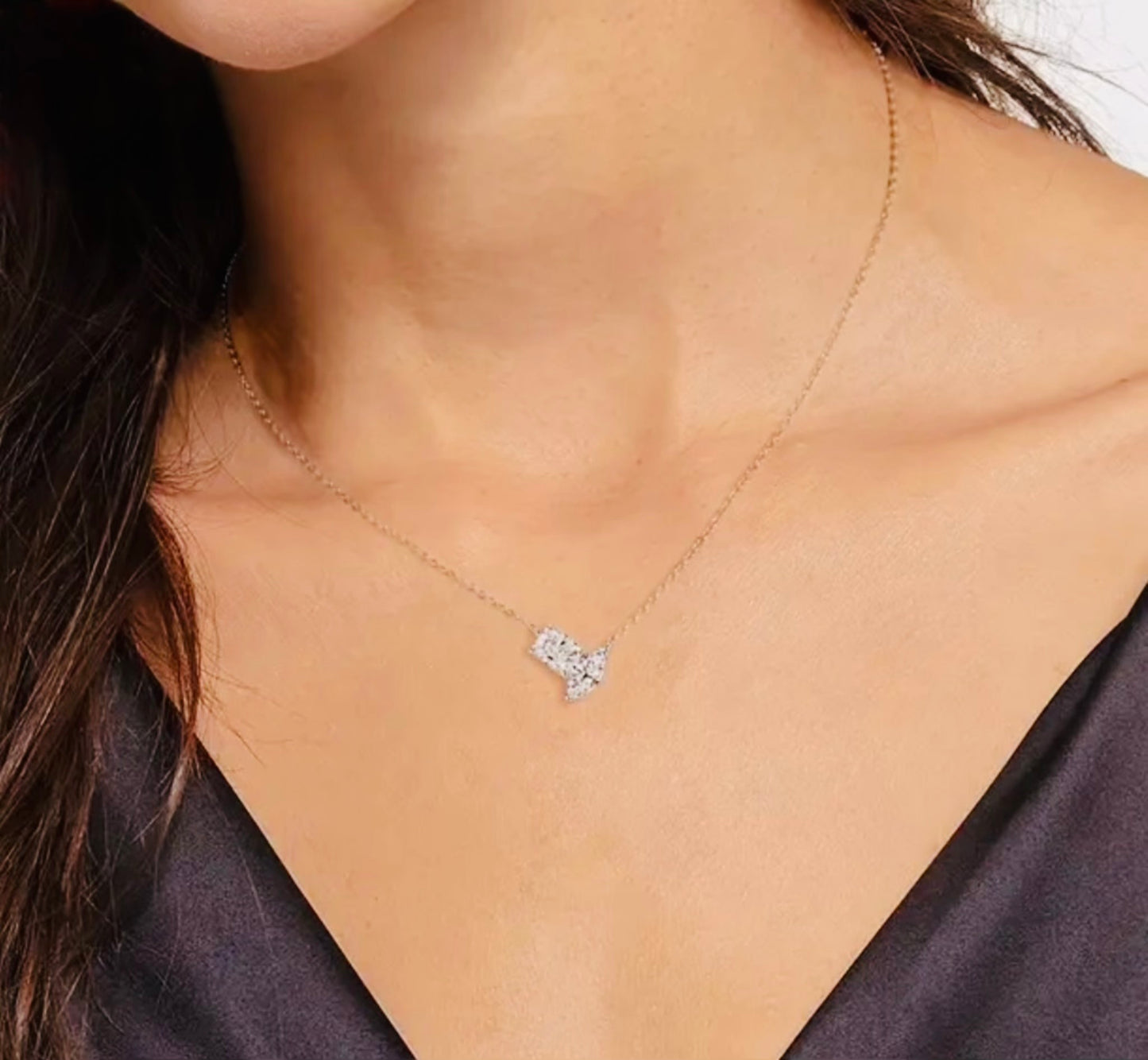 Double Moissanite Stones Necklace