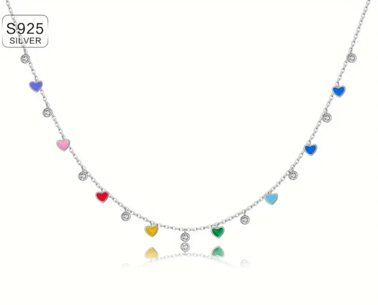 Rainbow hearts necklace