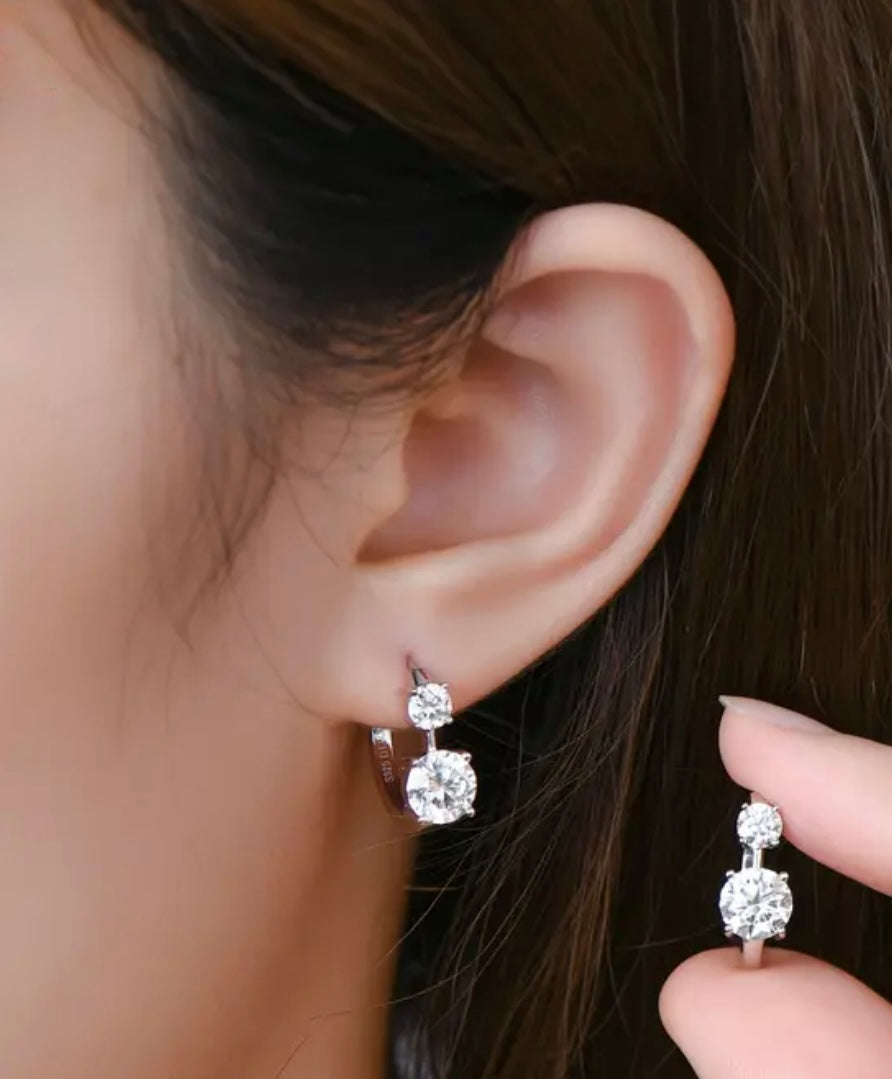 Double moissanite loop earrings