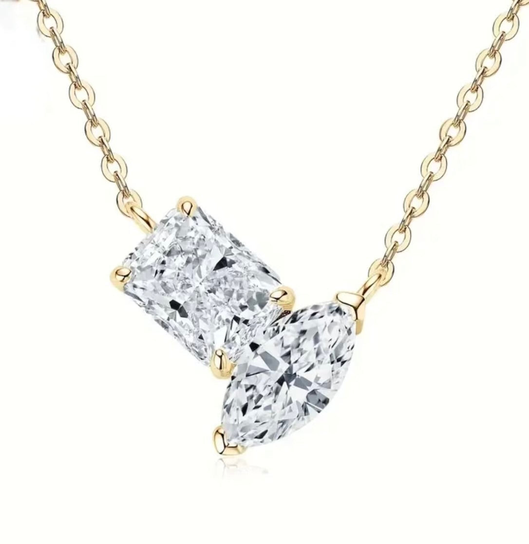 Double Moissanite Stones Necklace
