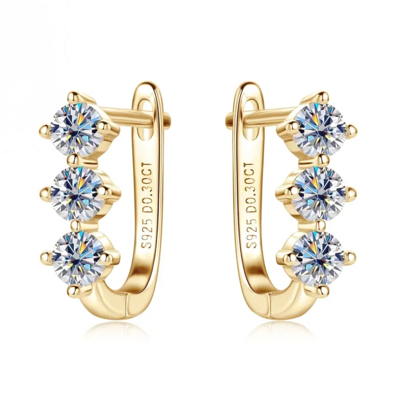 Triple moissanite hoop earrings