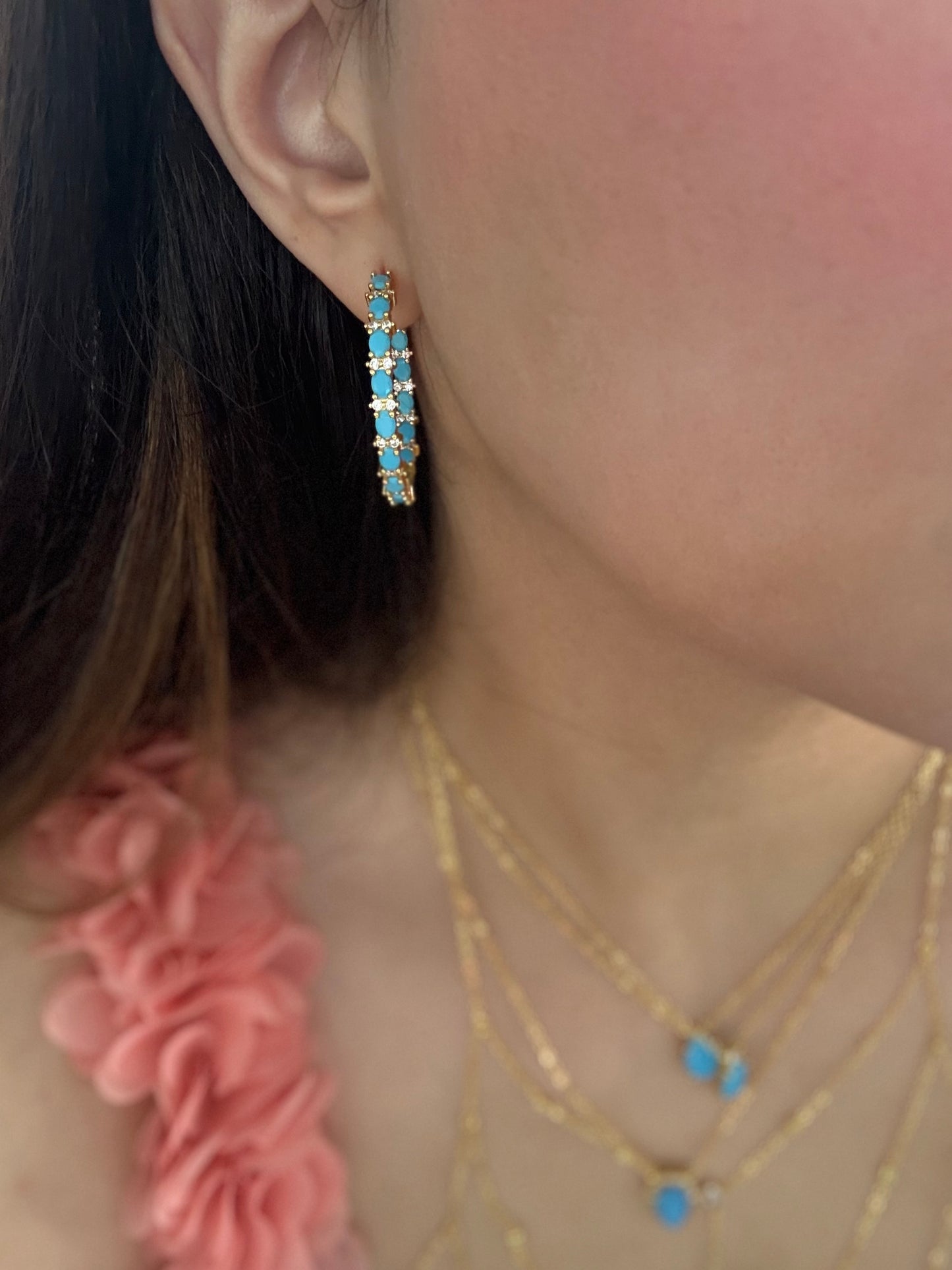 Turquoise Capri Hoops