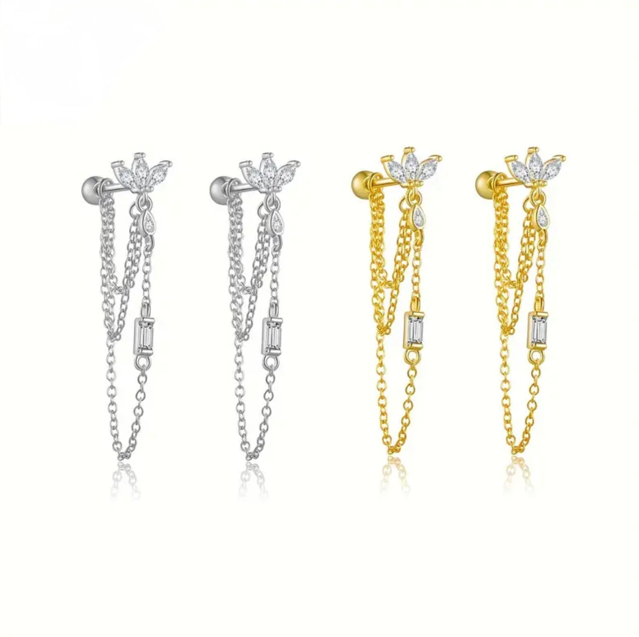 Lotus chain earrings