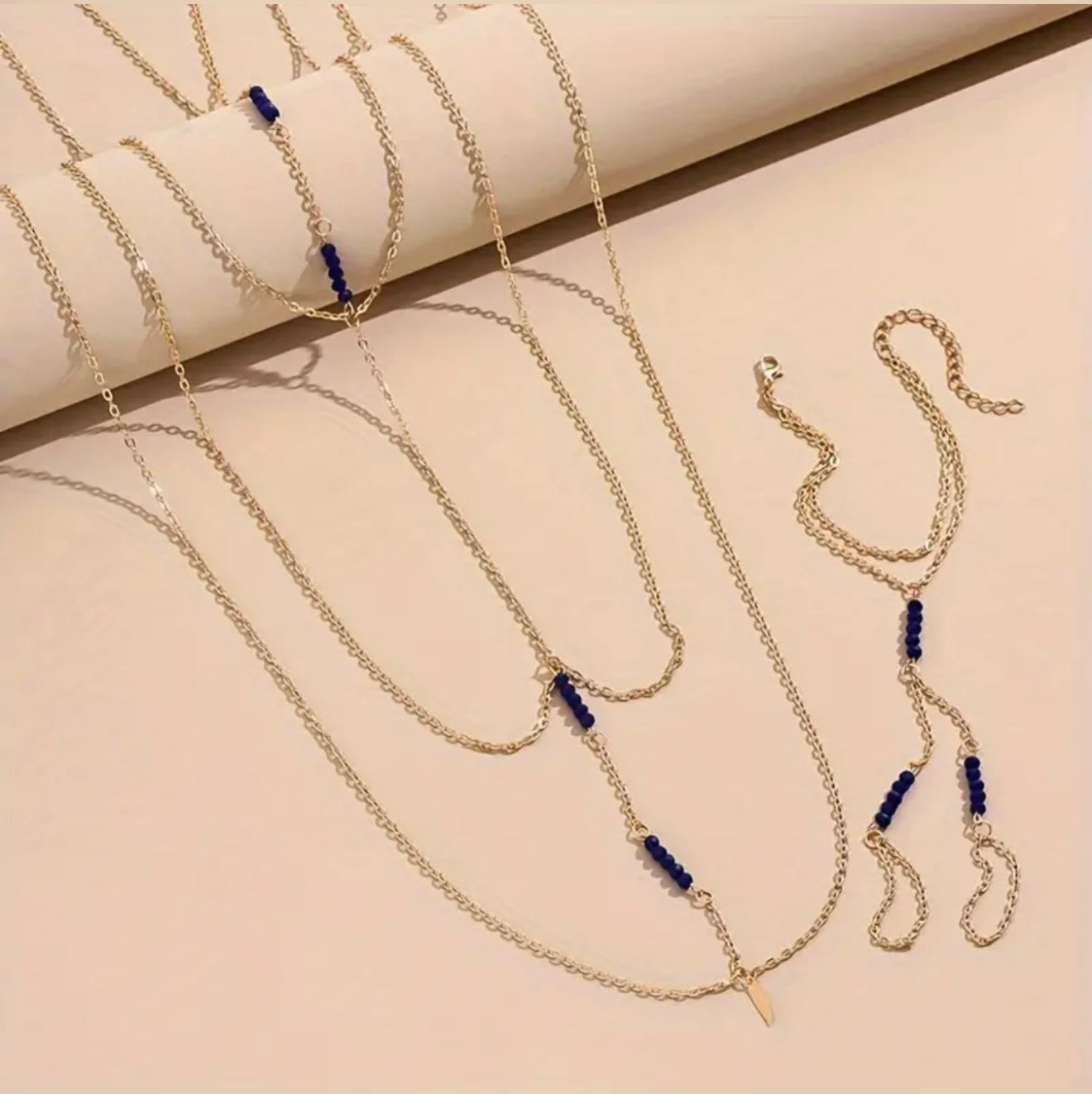 Navy hand and body chain set