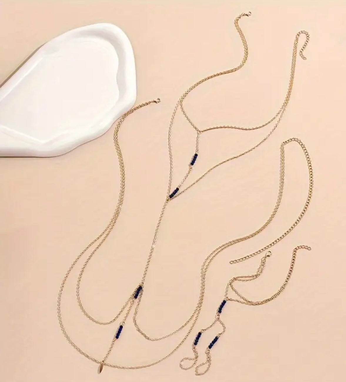Navy hand and body chain set