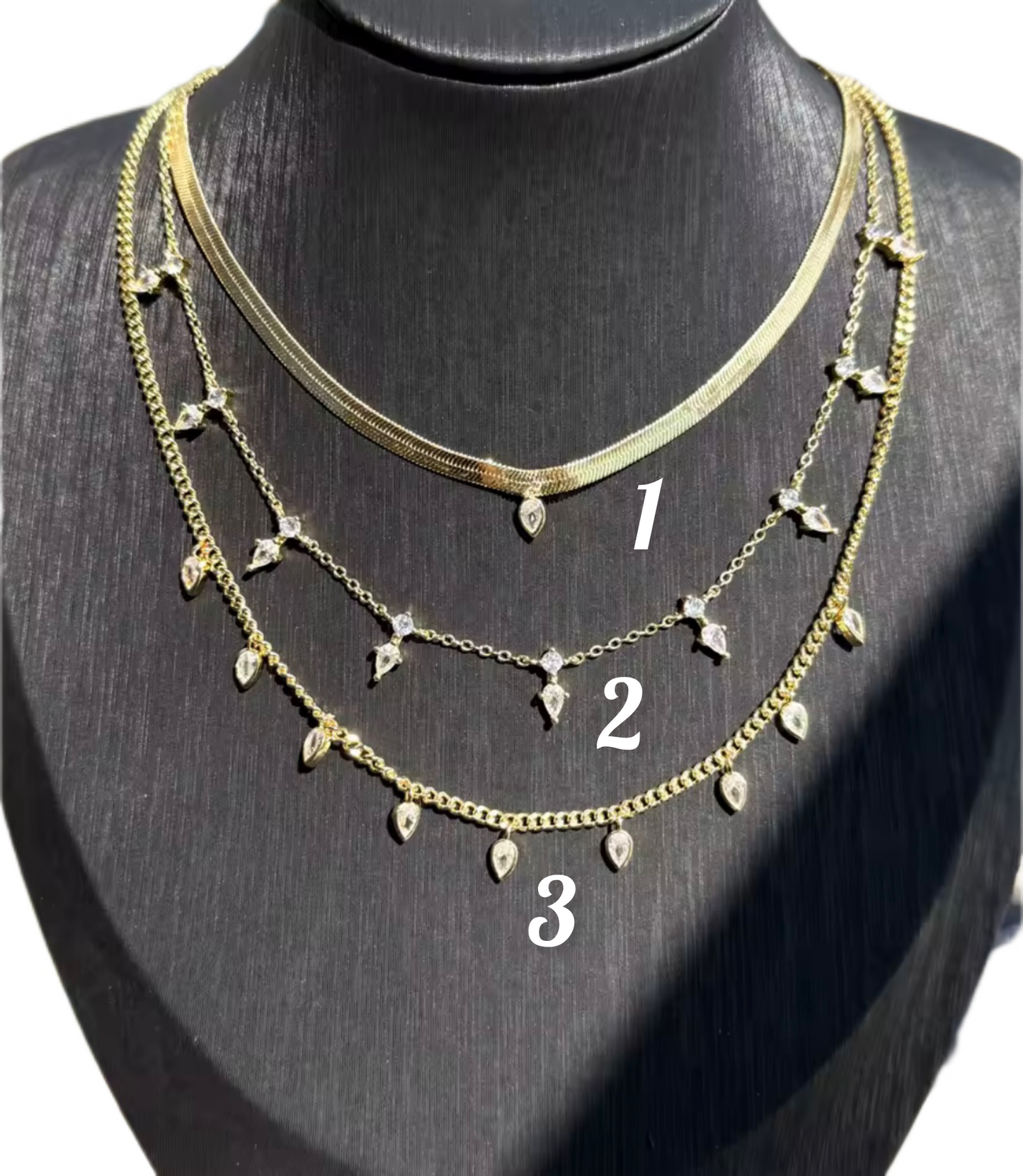 Queen-Drops Triple Necklace