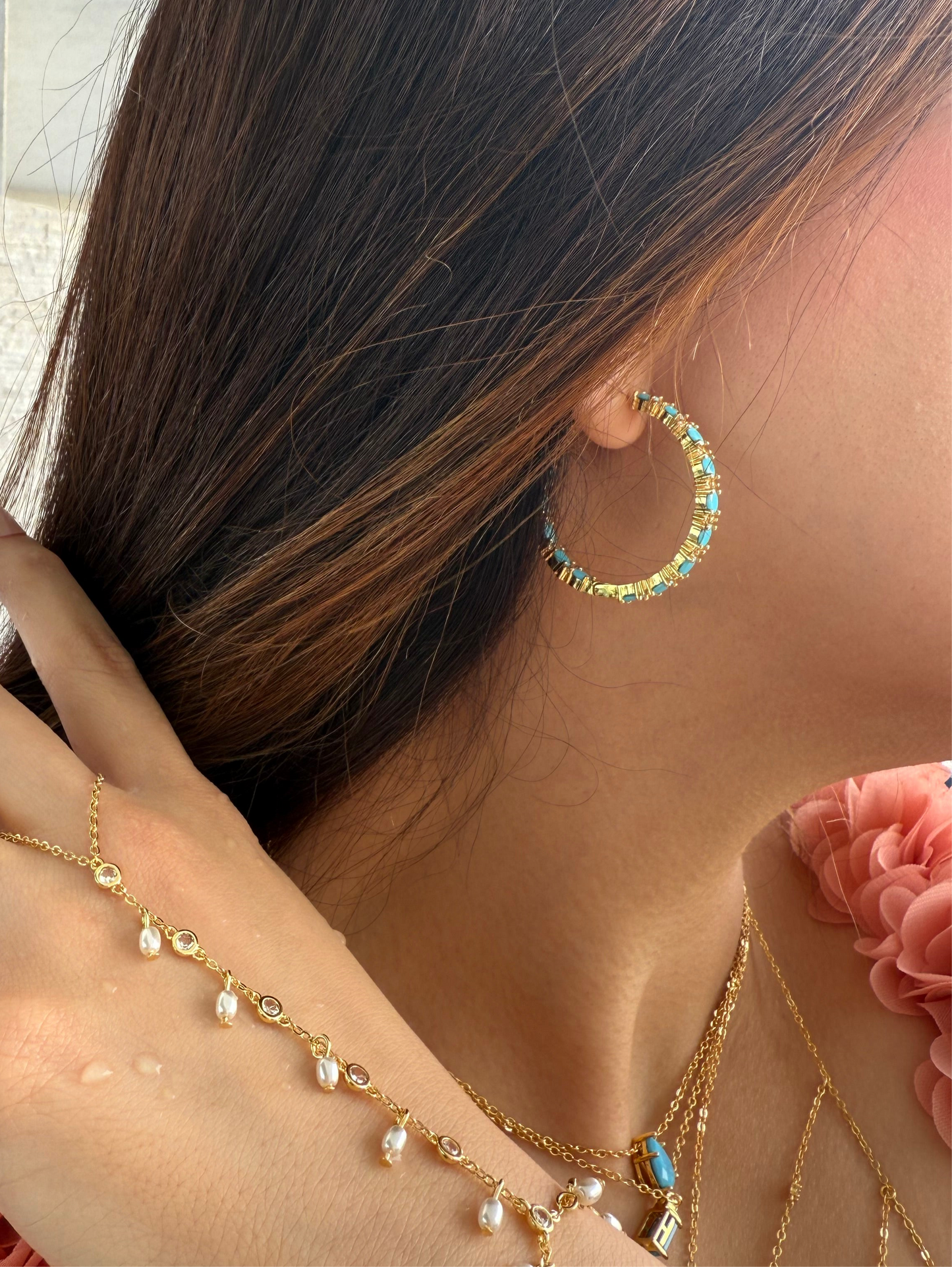 Turquoise Capri Hoops