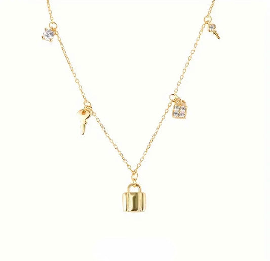 Lock key necklace