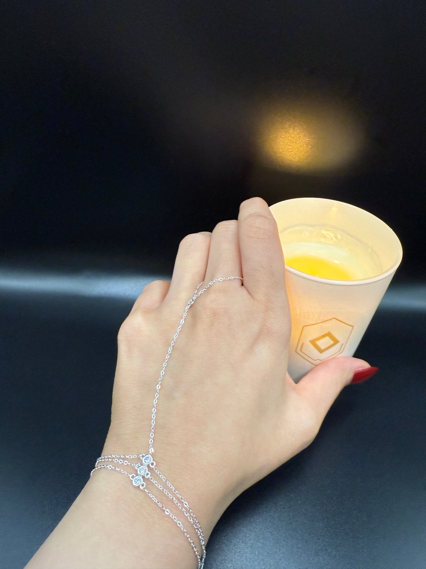 Triple stone handchain
