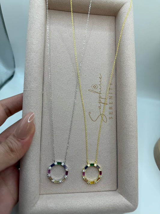 Rainbow circle necklace