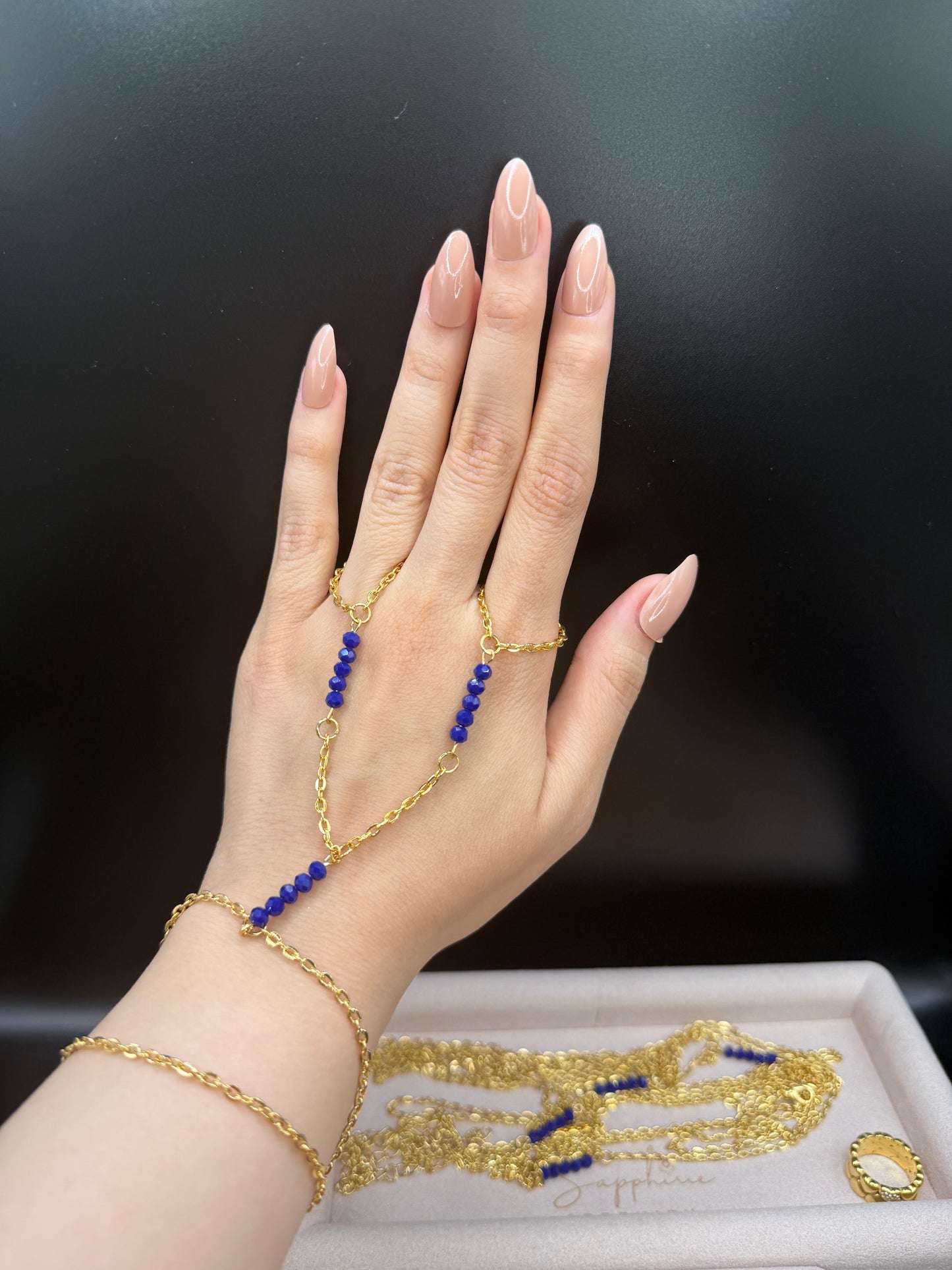 Navy hand and body chain set