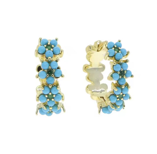 Turquoise Floral Hoops