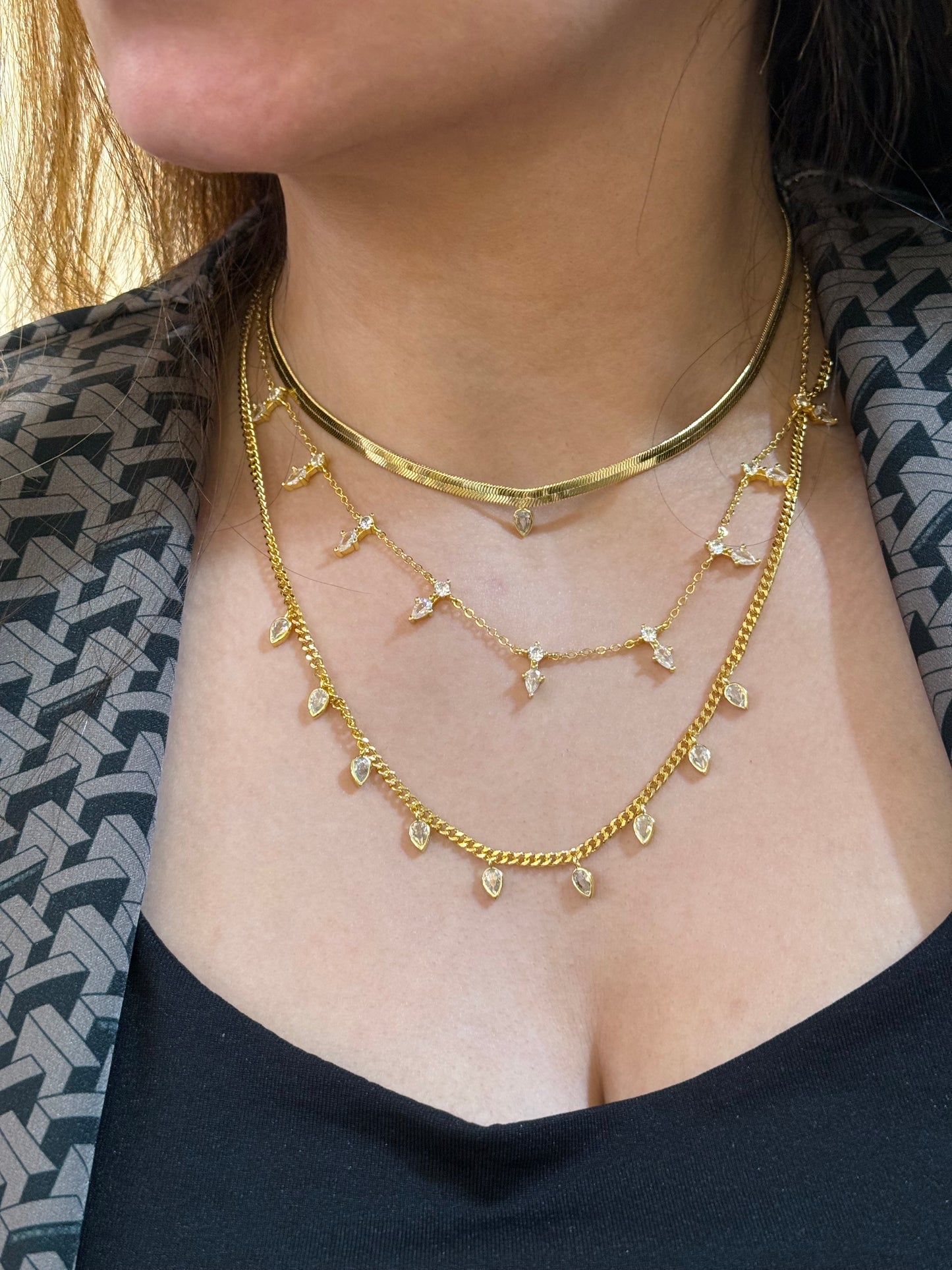 Queen-Drops Triple Necklace