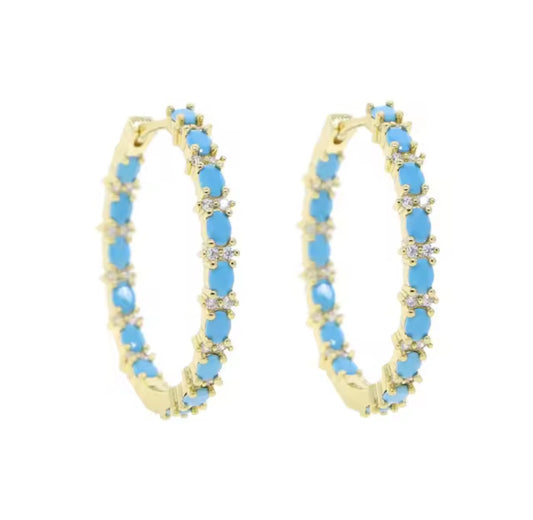 Turquoise Capri Hoops