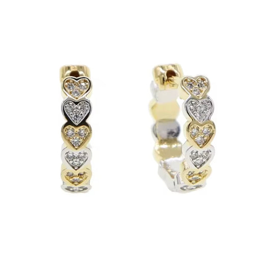 Two-Tone Hearts Hoops