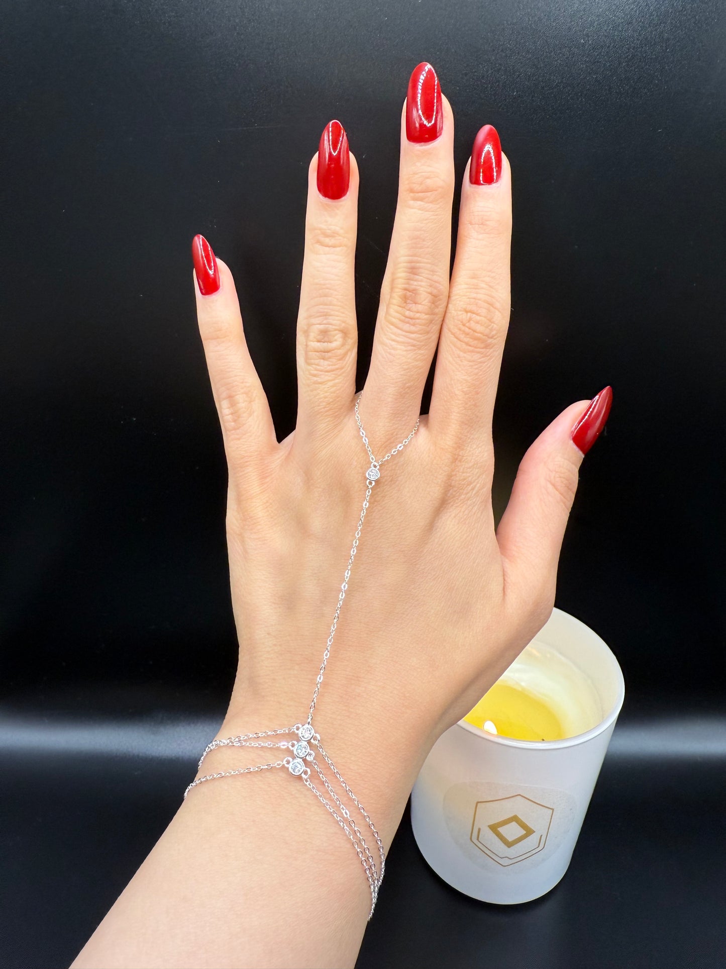 Triple stone handchain