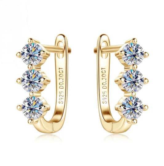 Triple moissanite hoop earrings