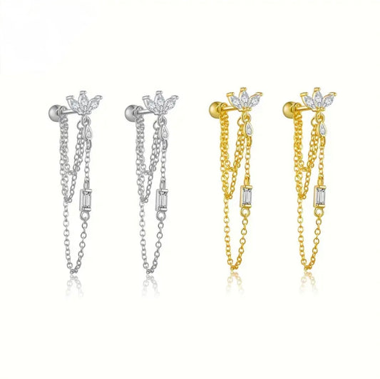 Lotus chain earrings