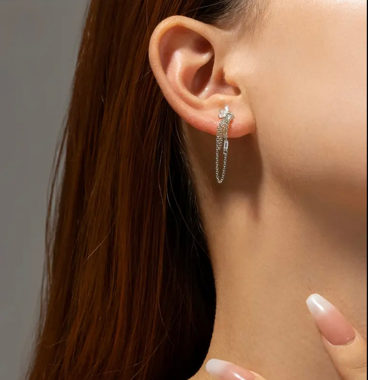 Lotus chain earrings