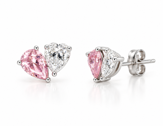 Pink heart earrings