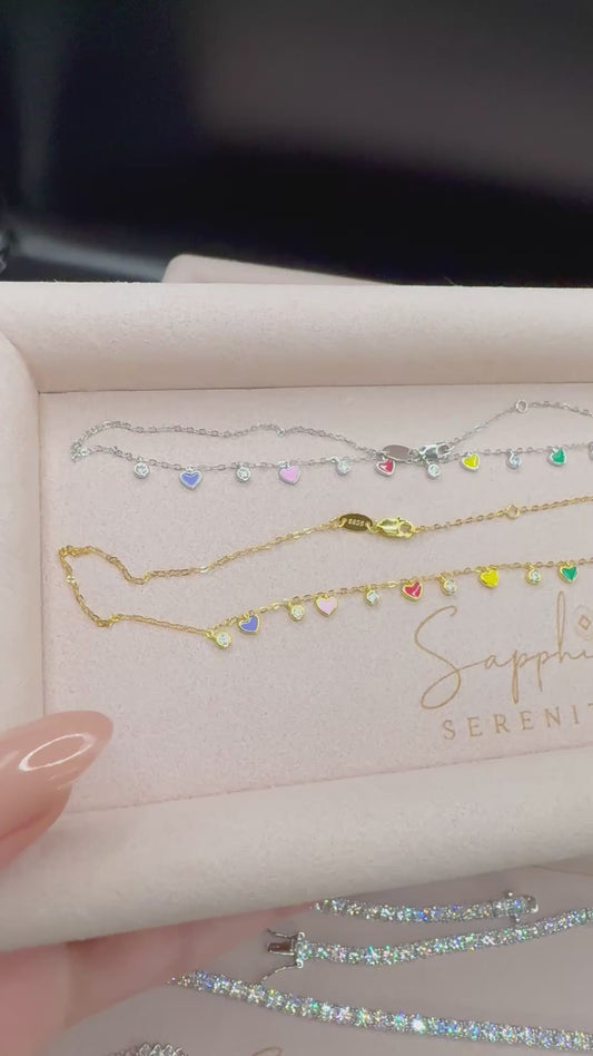 Rainbow hearts necklace